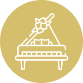 icône piano décoré avec des fleurs